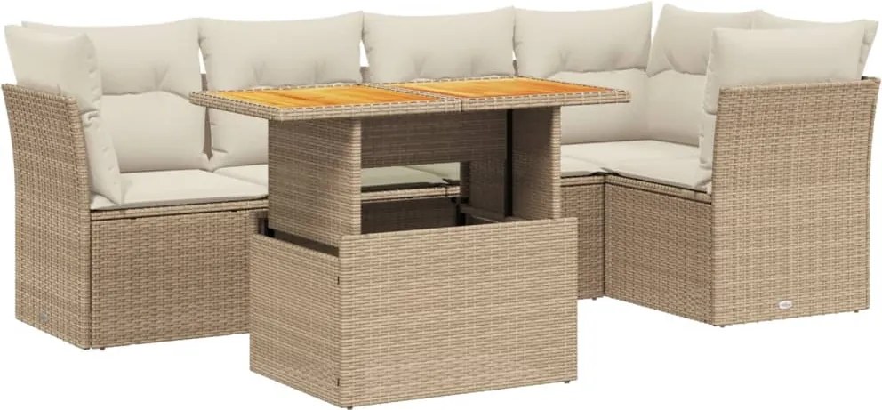 vidaXL 5 részes bézs polyrattan kerti ülőgarnitúra párnákkal