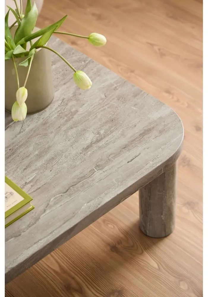 Világosszürke dohányzóasztal márvány dekorral 75x100 cm Solano – Actona