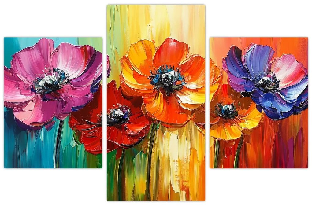 Kép - Öt színes virág (90x60 cm)