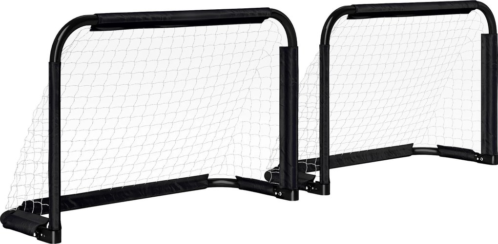 HOMCOM Foci Kapu 2 Darabos Készlet Összecsukható Foci Kapuk Fém Vázon Gyerekeknek és Felnőtteknek, Kert, 90 x 36 x 60 cm, Fekete | Aosom