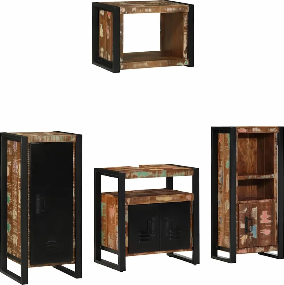 vidaXL Fürdőszoba bútor szett 4 pcs Szilárd Újrahasznosított Fa