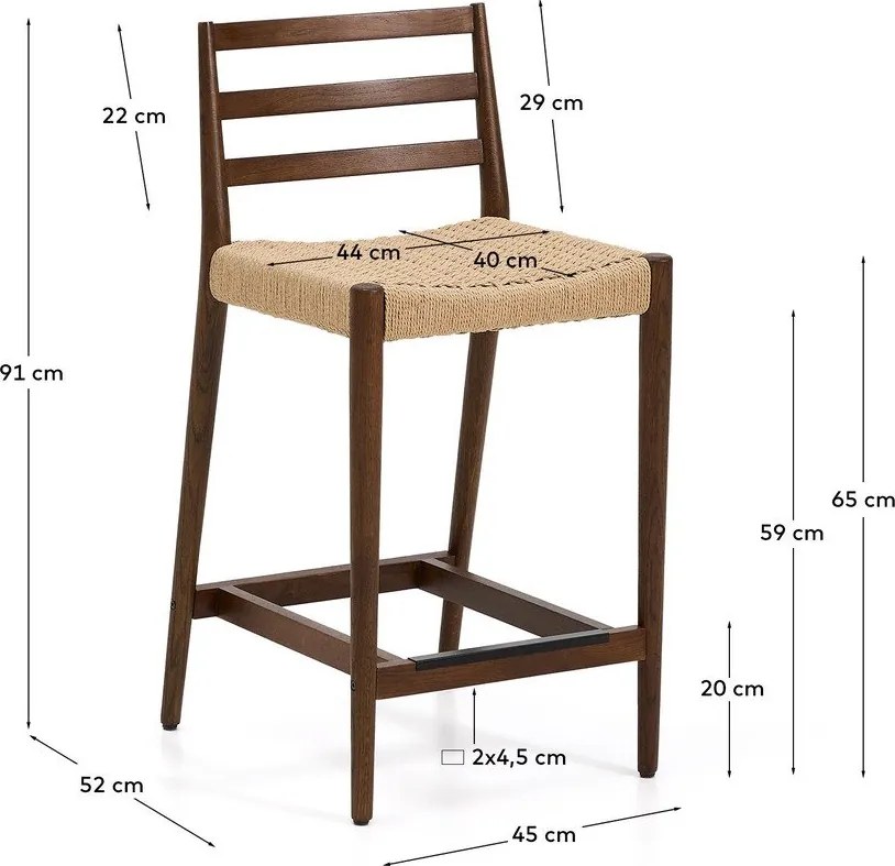 Barna-natúr színű tölgyfa bárszék (ülésmagasság 65 cm) Analy – Kave Home