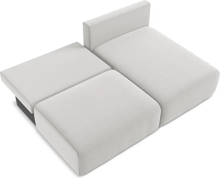 Világosszürke bársony kinyitható-tárolóhelyes sarokkanapé (jobb oldali-heverő résszel) Kalena – Makamii