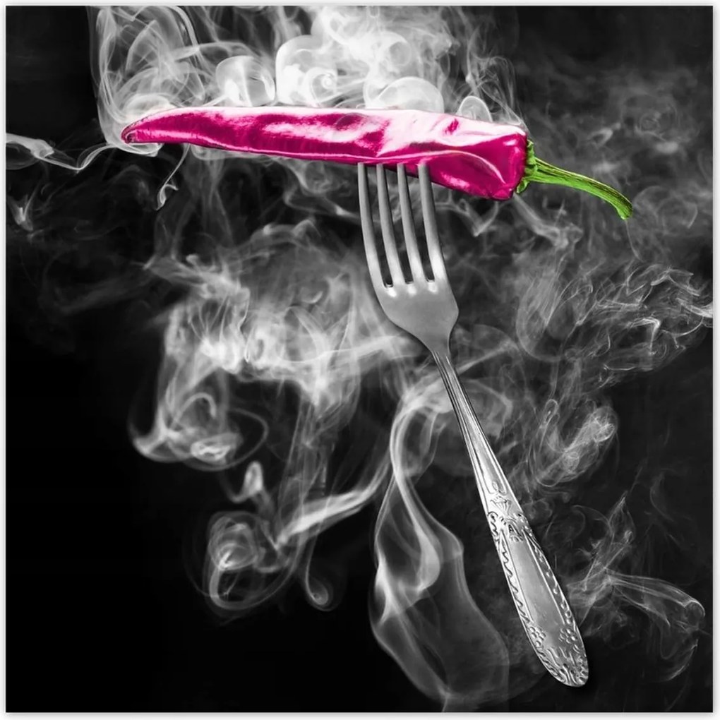 Poszterek 140x140 Rózsaszín paprika a füstben