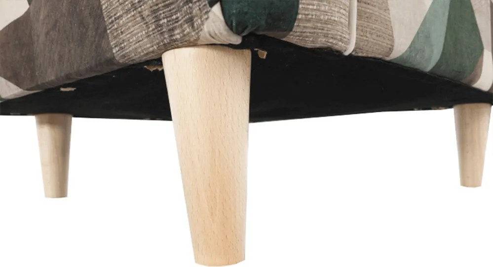 Füles fotel puffal, szövet barna-zöld minta, ASTRID