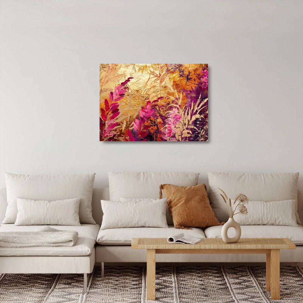 Üveg kép - Absztrakt festmény virágok II. (70x50 cm)