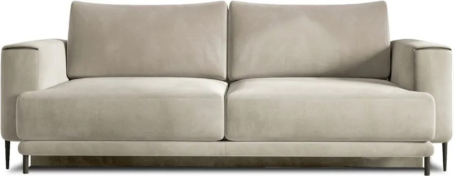 Bézs bársony kinyitható-tárolóhelyes kanapé 260 cm Dalia – ELTAP