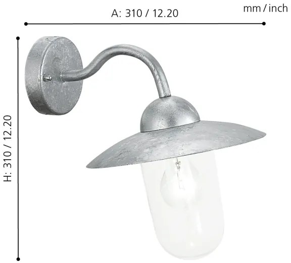 EGLO 88489 - MILTON kültéri fali lámpa 1xE27/60W horganyzott acél