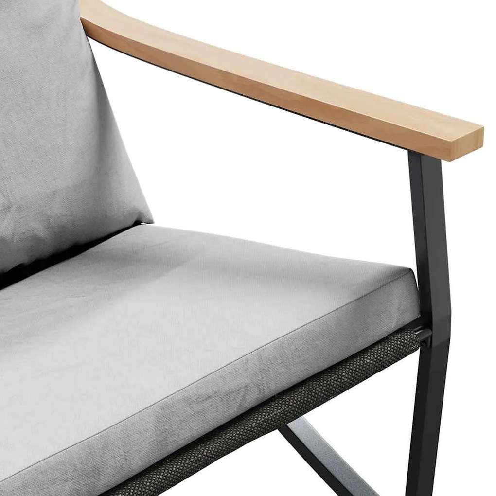 fekete acél kerti pad párnákkal 120 cm