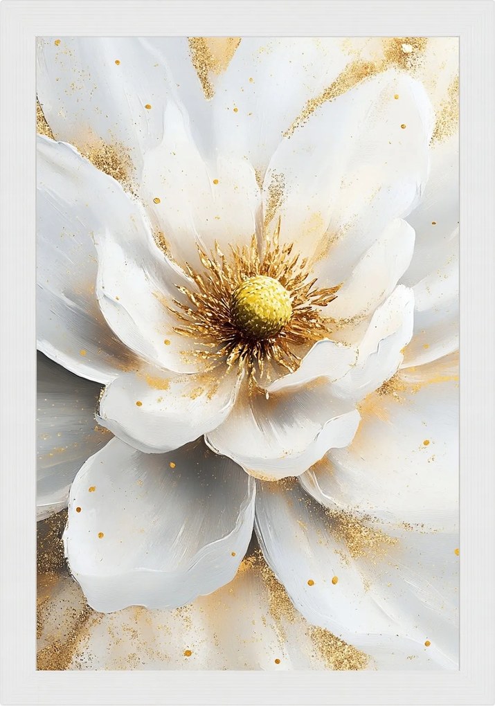 Poszter Keret Fa Természet Fehér Virág Magnólia Glamour 40x60