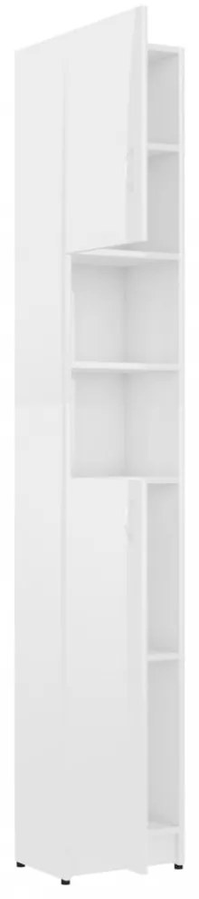 magasfényű fehér szerelt fa fürdőszobaszekrény 32x25,5x190 cm