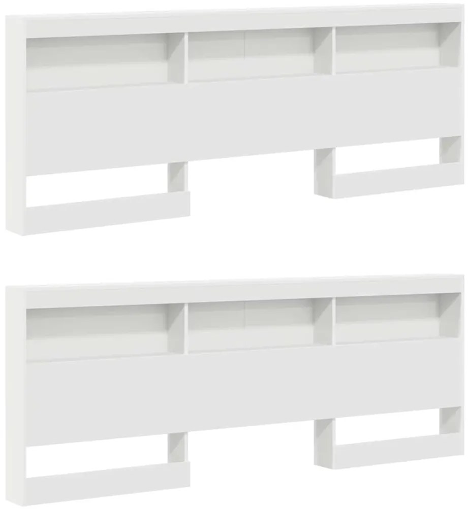 Tároló fejtámla polcokkal fejtámlával Fehér 200 cm Faanyag