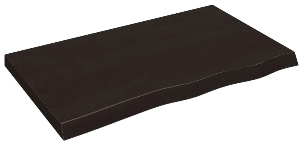 sötétbarna kezelt tömör tölgyfa fali polc 100x60x(2-6) cm