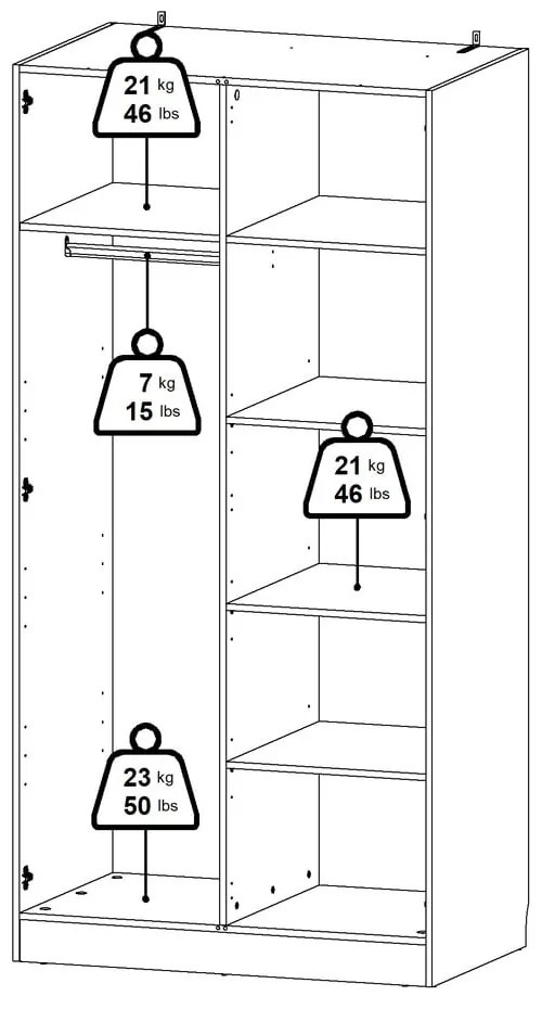 Natúr színű ruhásszekrény tölgyfa dekorral 99x200x62 cm Billund – Tvilum
