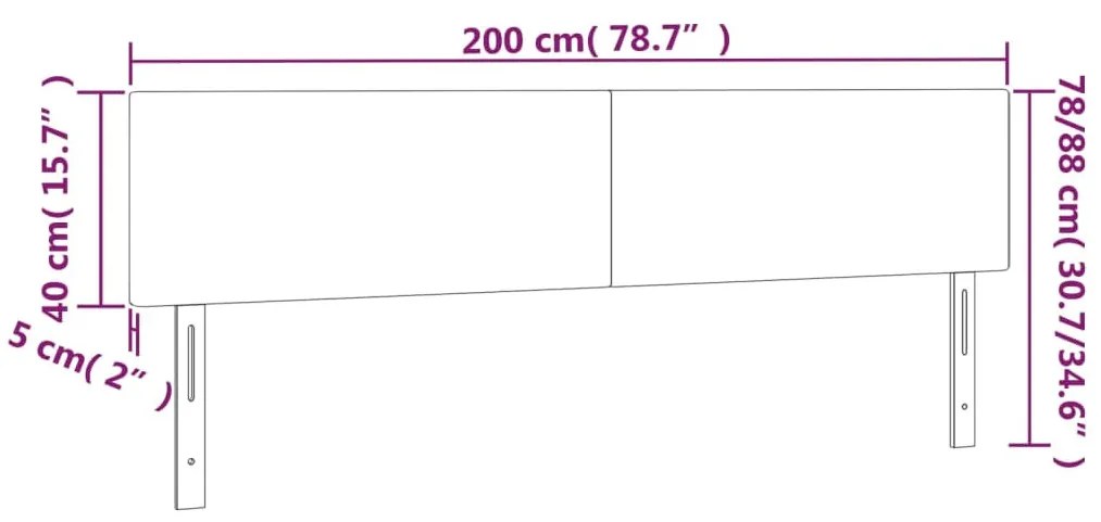 szürke műbőr LED-es fejtámla 200 x 5 x 78/88 cm