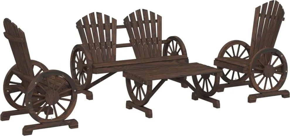 vidaXL 4 részes tömör fenyőfa kerti pihenőgarnitúra