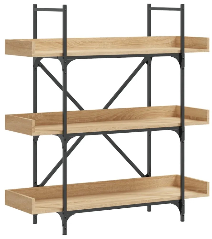 3-szintes sonoma tölgy szerelt fa könyvespolc 100x33x108,5 cm