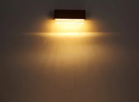 Globo 15554W Falilámpa fekete fém váz, barna fa test, opál akril búra, benne akril-kristály dekorral. SZxM:370x170, AL:110, inkl. 1xLED 12W 230V, 430lm 3000K