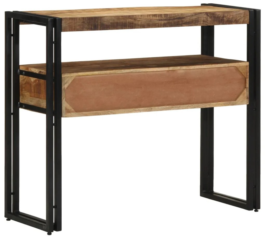 Végasztalok Fekete 90x33x75 cm Tömör Mangófából és Fémből