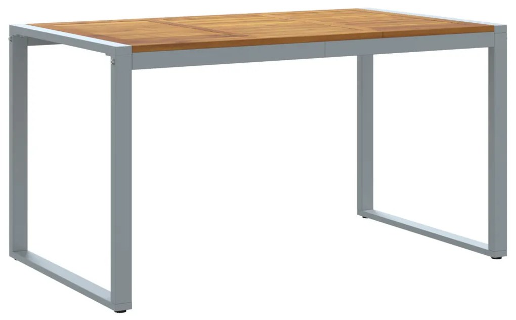 Kültéri Étkező Asztal Szürke 140x80x75 cm Acél és Tömör Akác