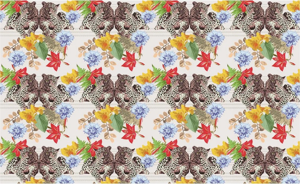 Leopárd virágos fotótapéta egzotikus hálószoba nappali 208x146 +ragasztó
