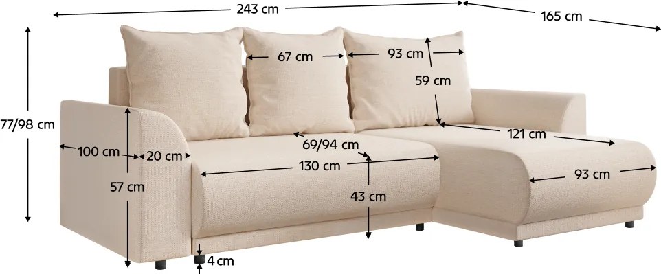 Univerzális ülőgarnitúra, bézs, LIMON ROH