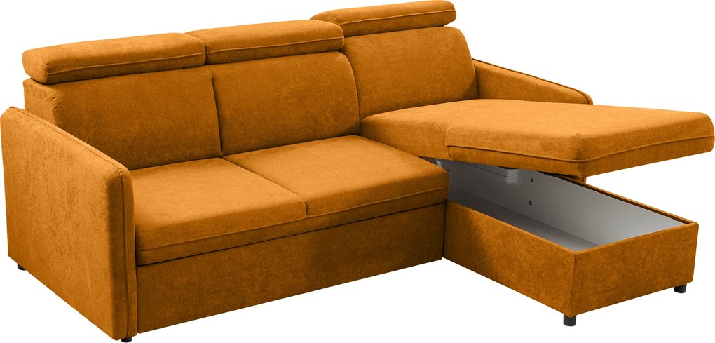 Kinyitható ülőgarnitúra, mustárszínű, ALECHANDRO A ROH