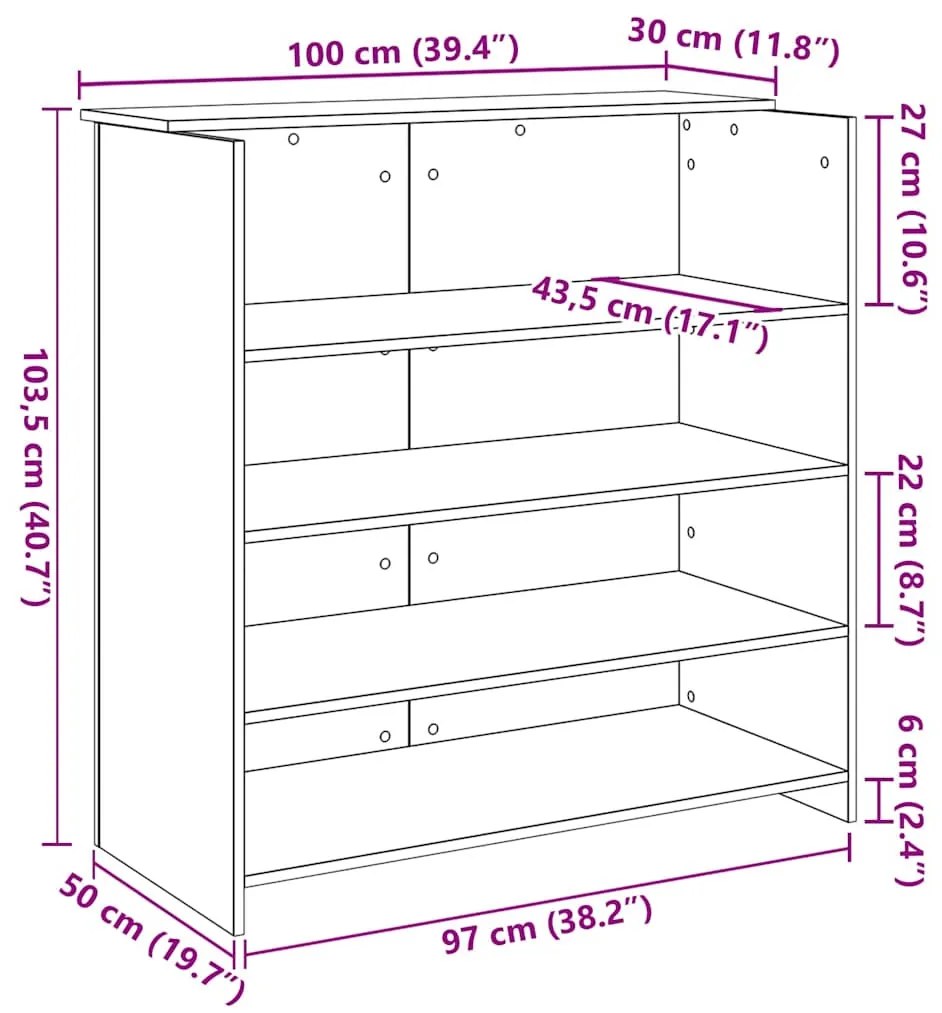 recepciós pult betonszürke 100x50x103,5 cm szerelt fa