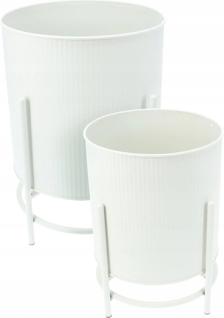 Fém Virágtartó Fedél Szett 2 Db Ø 17 CM Ø 20 CM Matt Fehér