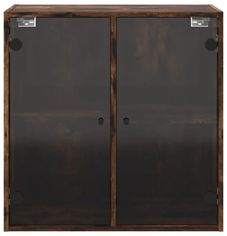 füstös tölgyszínű faliszekrény üvegajtókkal 68 x 37 x 68,5 cm