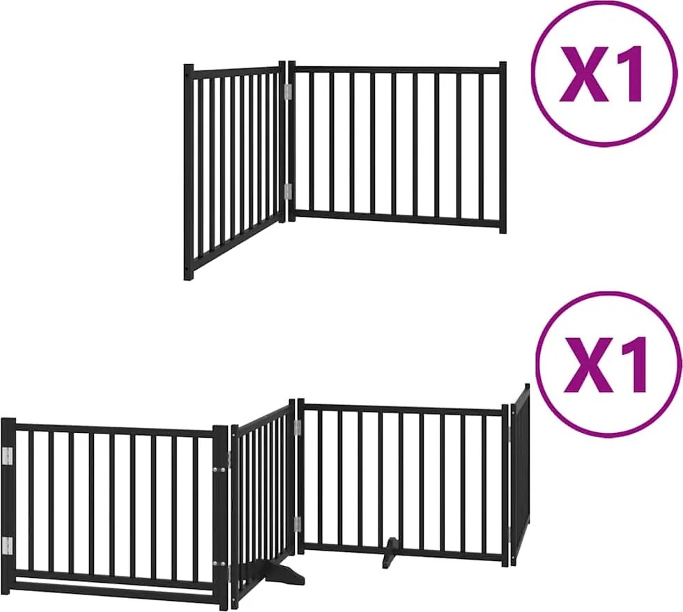 vidaXL fekete nyárfa 6 paneles összecsukható kutyakapu ajtóval 480 cm