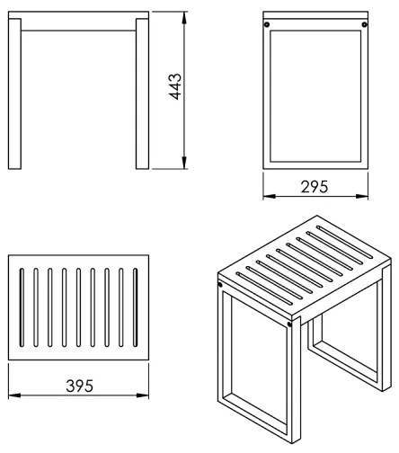 Gedy - Fürdőszobai zsámoly HIMALAYA 39,5x44,3 cm bambusz