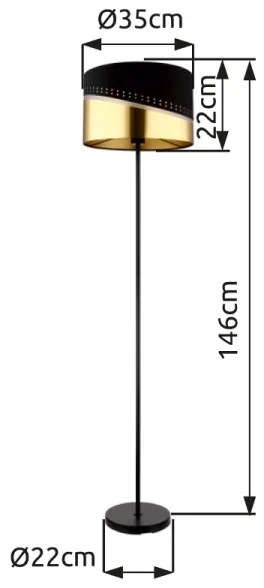 Globo 54046S - Állólámpa OR 1xE27/60W/230V átm. 35 cm fekete/arany