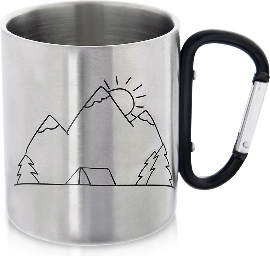 Acél Fém Túrabögre Karabinerrel Ajándék 350ML