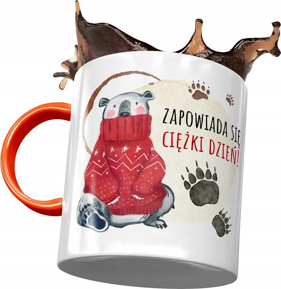 Narancssárga bögre macival Aranyos mackó ajándék fényképes nyomtatással