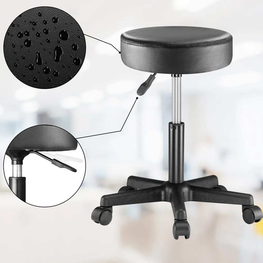 BONI görgős puff, Ø35cm, fekete Casaria