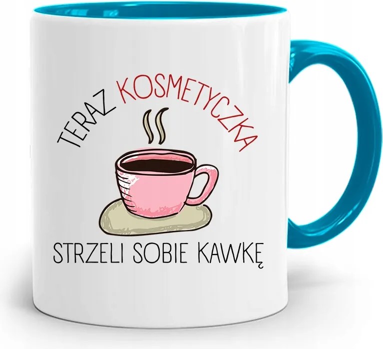 Kék Bögre Kozmetikusnak, fényképes nyomott mintás