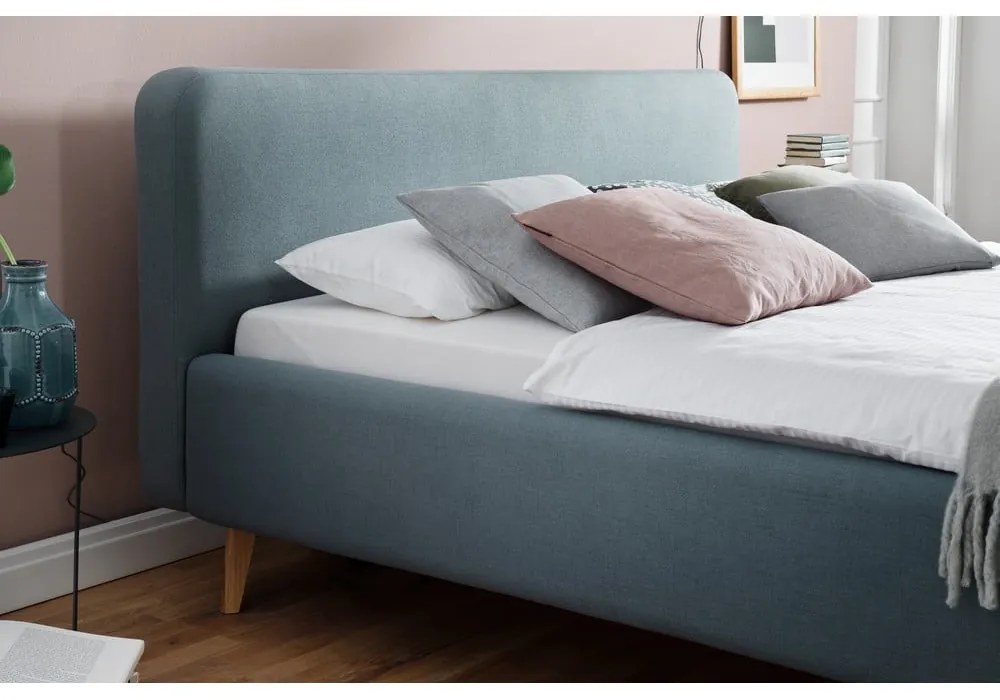 Szürkéskék kárpitozott franciaágy ágyrács nélkül 180x200 cm Mattis – Meise Möbel