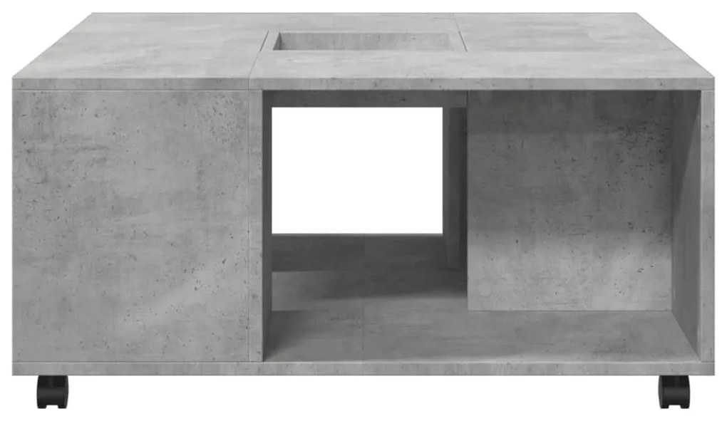 betonszürke szerelt fa dohányzóasztal 80 x 80 x 40 cm