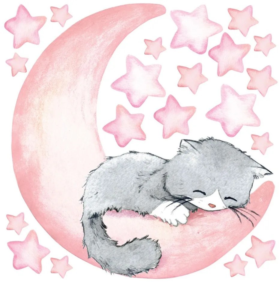 Magic Cat gyerek rózsaszín falmatrica - Ambiance