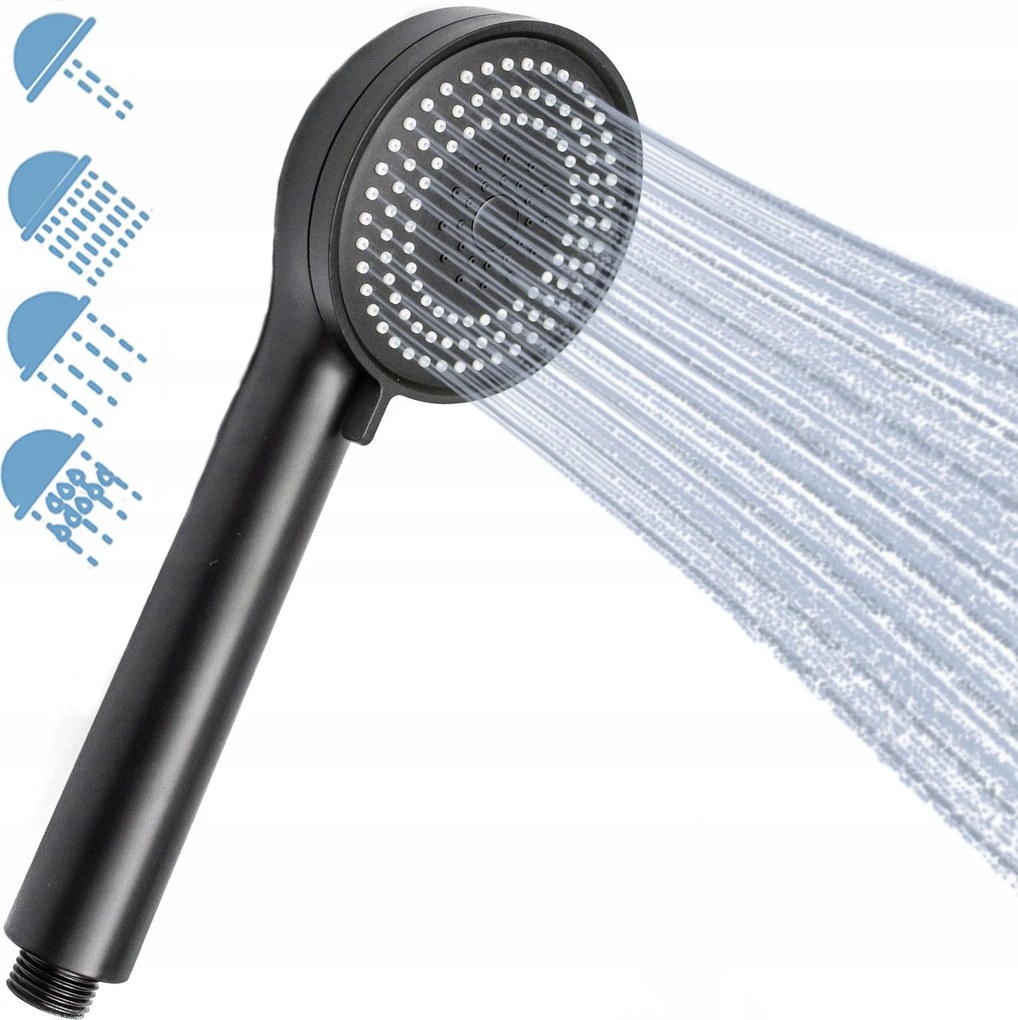 Zuhanyfej zuhanyhoz matt fekete 4 funkciós