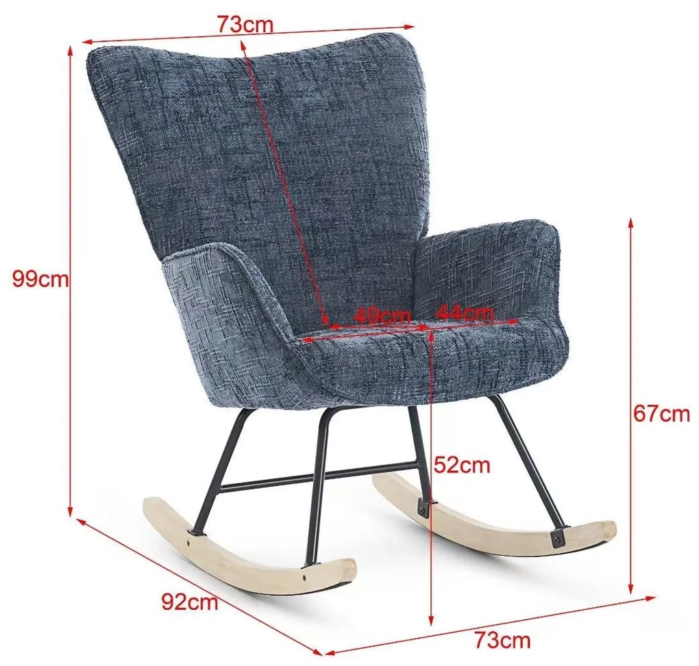 Hintaszék, relaxációs szék kordbársony kárpitozással, sötét szürke