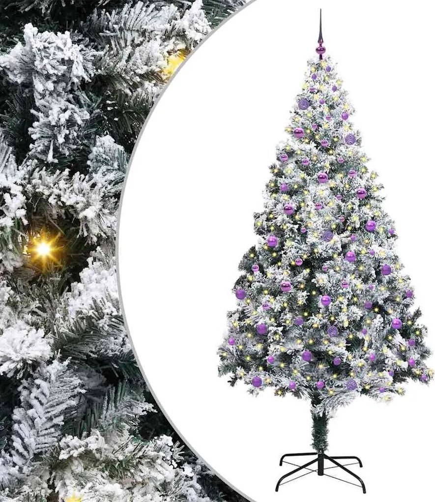vidaXL Mű karácsonyfa 300 LED-del Fehér 240 cm PVC és Acél és Műanyag