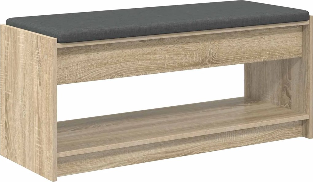 vidaXL Előtér pad Sonoma tölgy 103 x 38 x 45 cm Műanyag Fa és Szövet