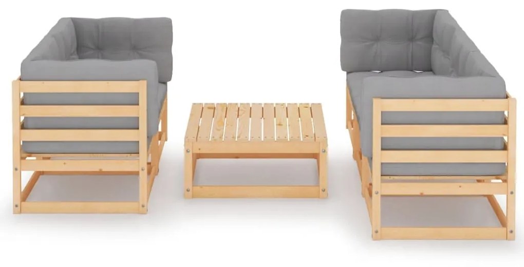 vidaXL 6 részes tömör fenyőfa kerti ülőgarnitúra párnákkal