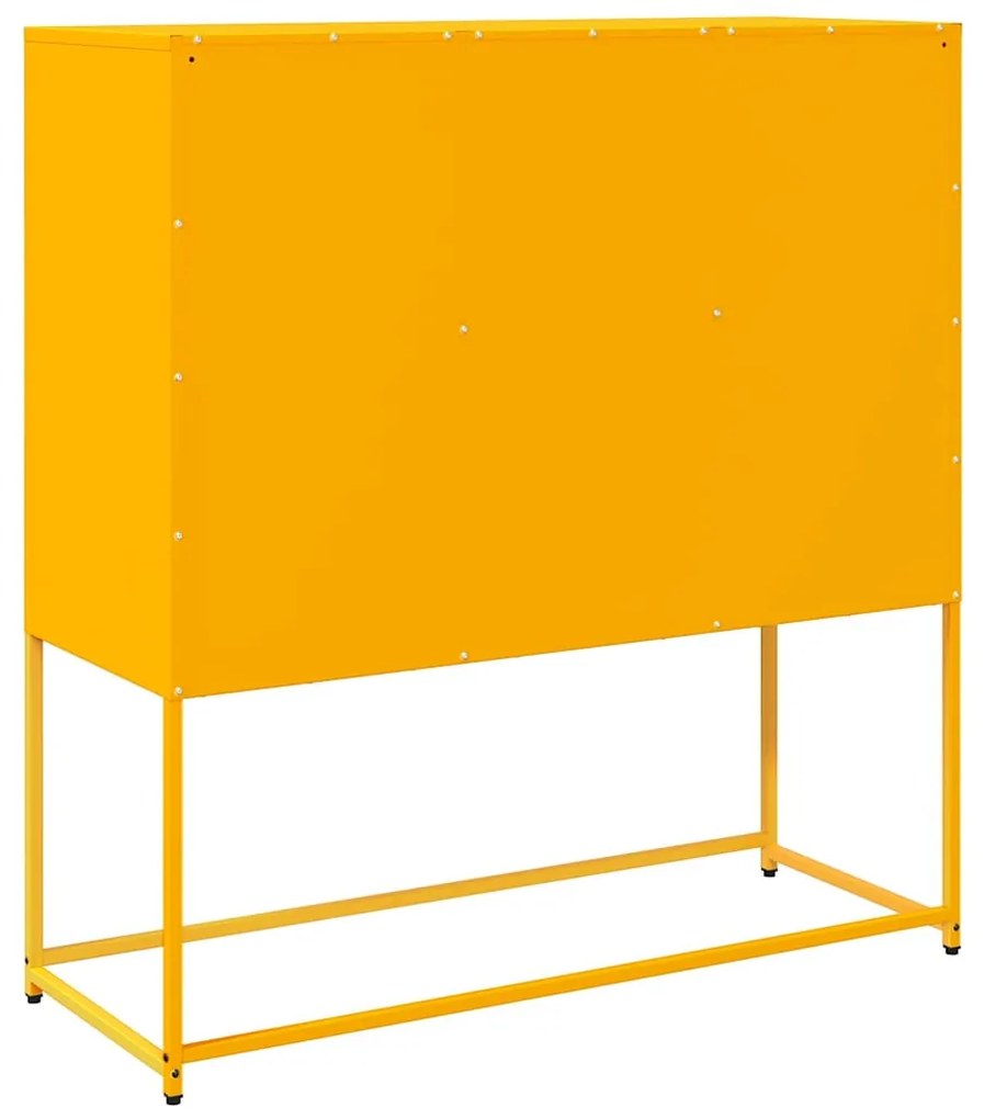 mustársárga hideghengerelt acél tálalószekrény 100,5x39x107 cm