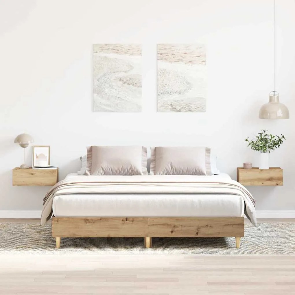 kézműves tölgy szerelt fa ágykeret matrac nélkül 140x200 cm