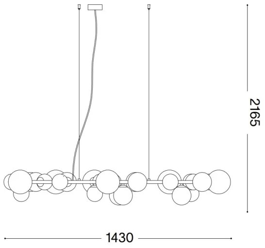Ideal Lux - LED Csillár zsinóron PERLAGE 30xG9/3W/230V 143 cm fekete/füstös