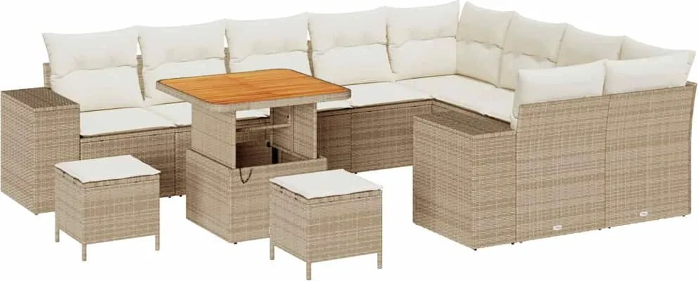 vidaXL Kerti Kanapé Szett párnával tárolóval 12 pcs Beige és krém