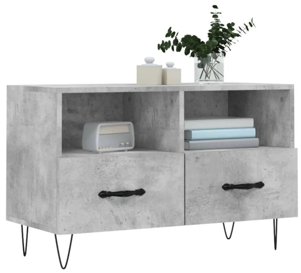 betonszürke szerelt fa TV-szekrény 80 x 36 x 50 cm